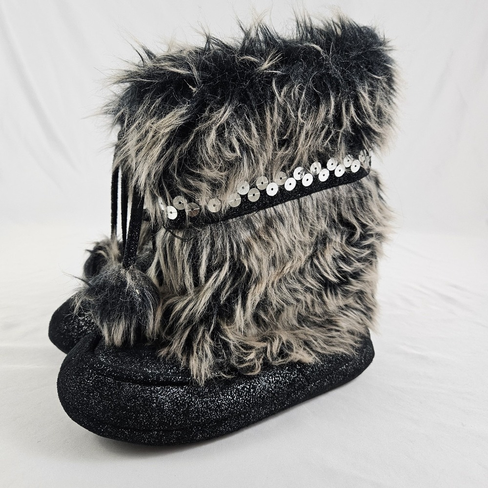 Candies Faux Fur Bootie Slippers Boots Womens Size  7-8 Moon Boots Festival Boho